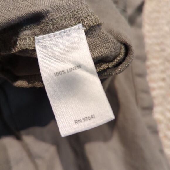 J.Jill Pure Jill Garment Dyed Linen Roll Tab Hem Crop Pant Women SP Green - Picture 5 of 8